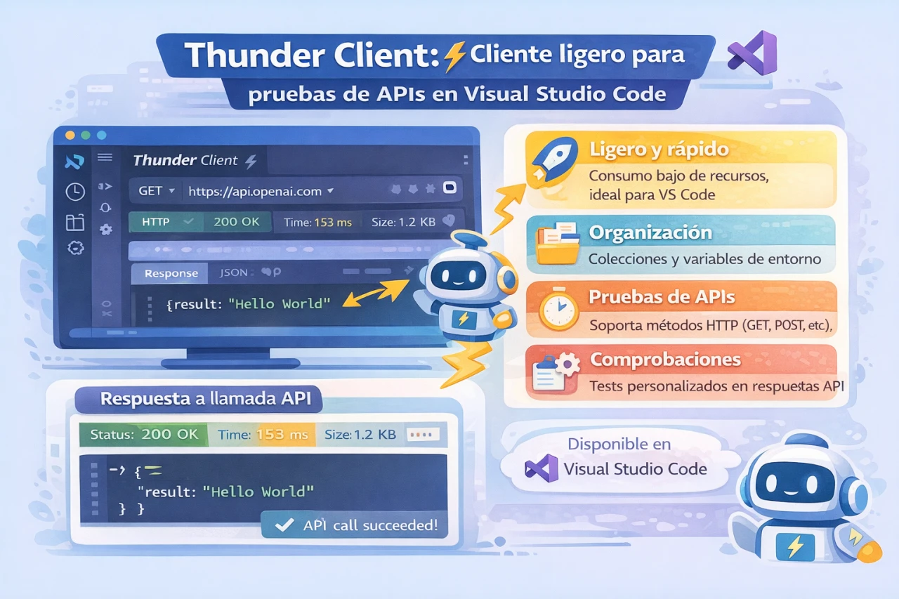 Thunder Client: Cliente ligero para pruebas de APIs en Visual Studio Code