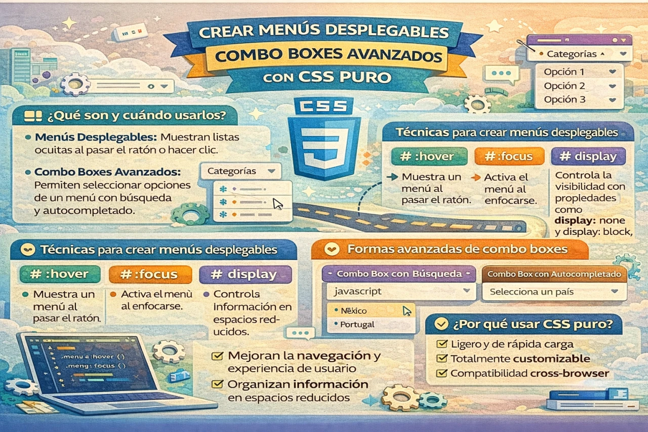 Crear menús desplegables y combo boxes avanzados con CSS puro