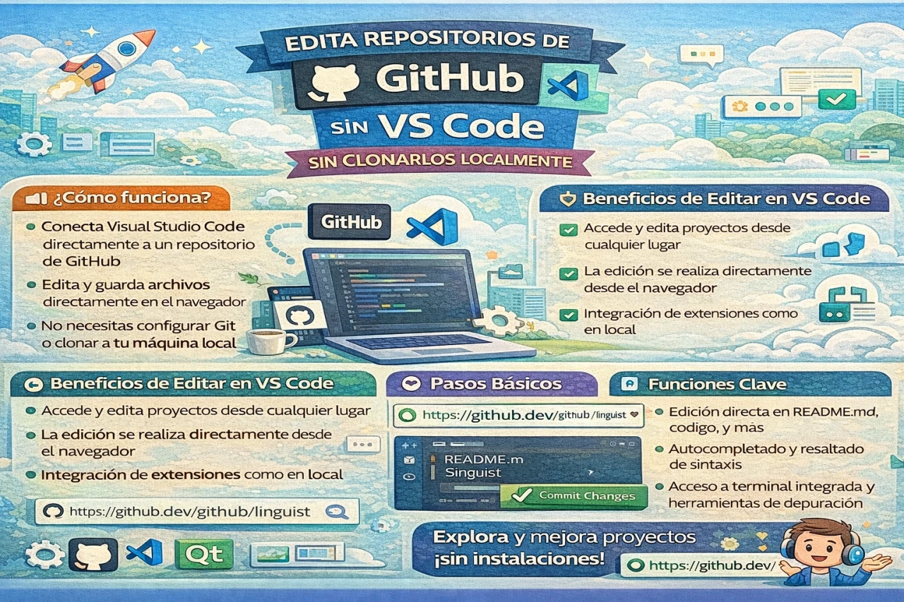 Edita repositorios de GitHub en VS Code sin clonarlos localmente
