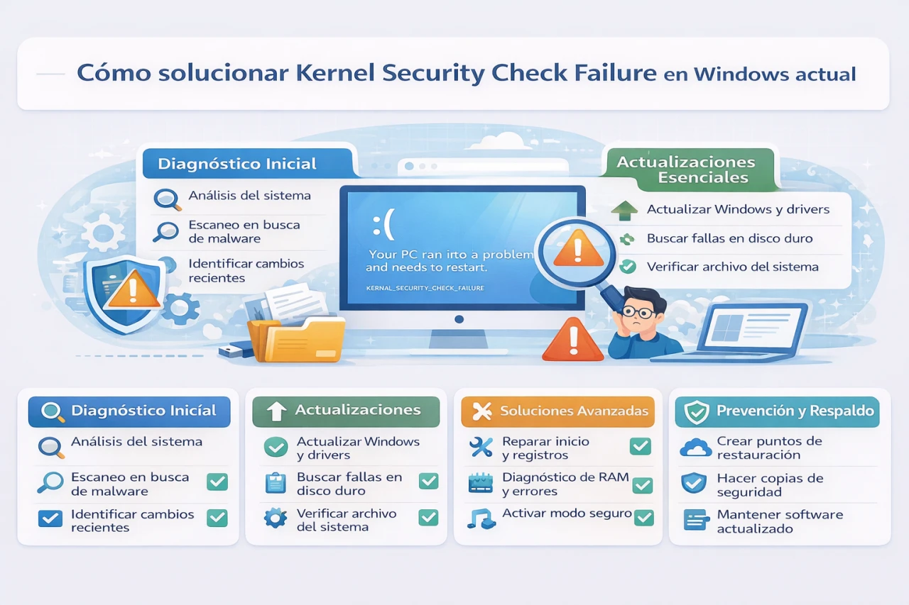 Cómo solucionar Kernel Security Check Failure en Windows actual