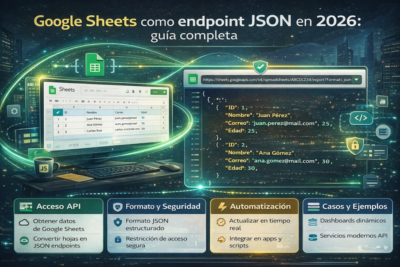 Google Sheets como endpoint JSON en 2026: guía completa