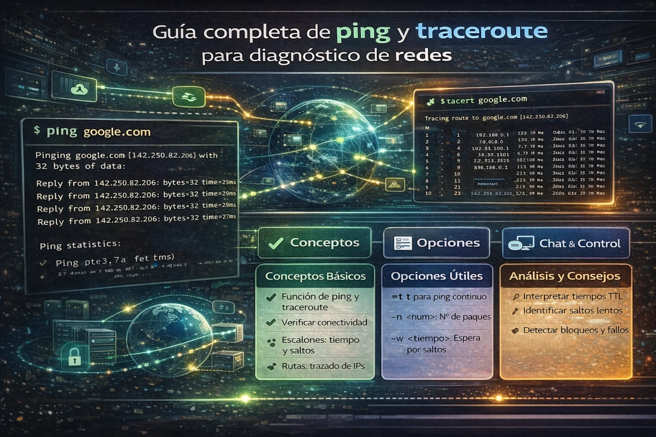 Guía completa de ping y traceroute para diagnóstico de redes