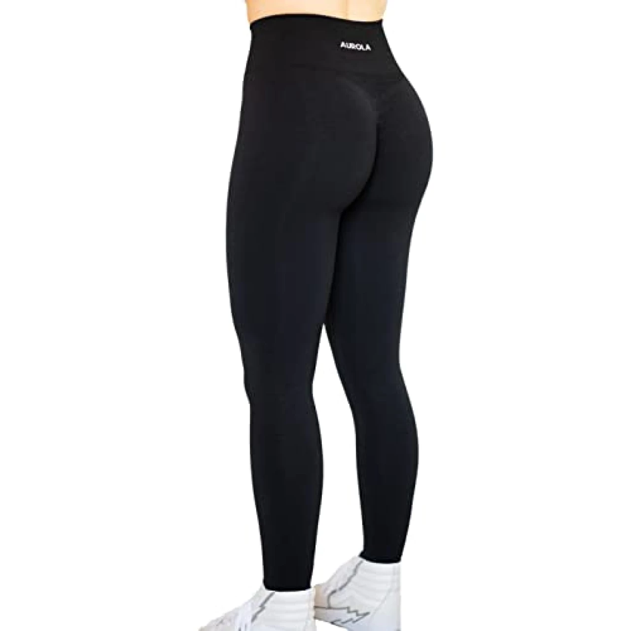 AUROLA Workout Leggings for Women Seamless Scrunch Tights Tummy Control Gym Fitness Girl Sport Active Yoga Pants (L, Black)