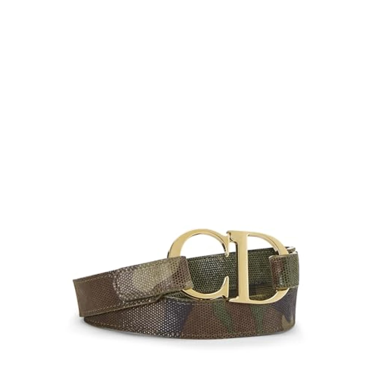 Dior, Pre-Loved Green Camouflage Suede &lsquo;CD&rsquo; Belt