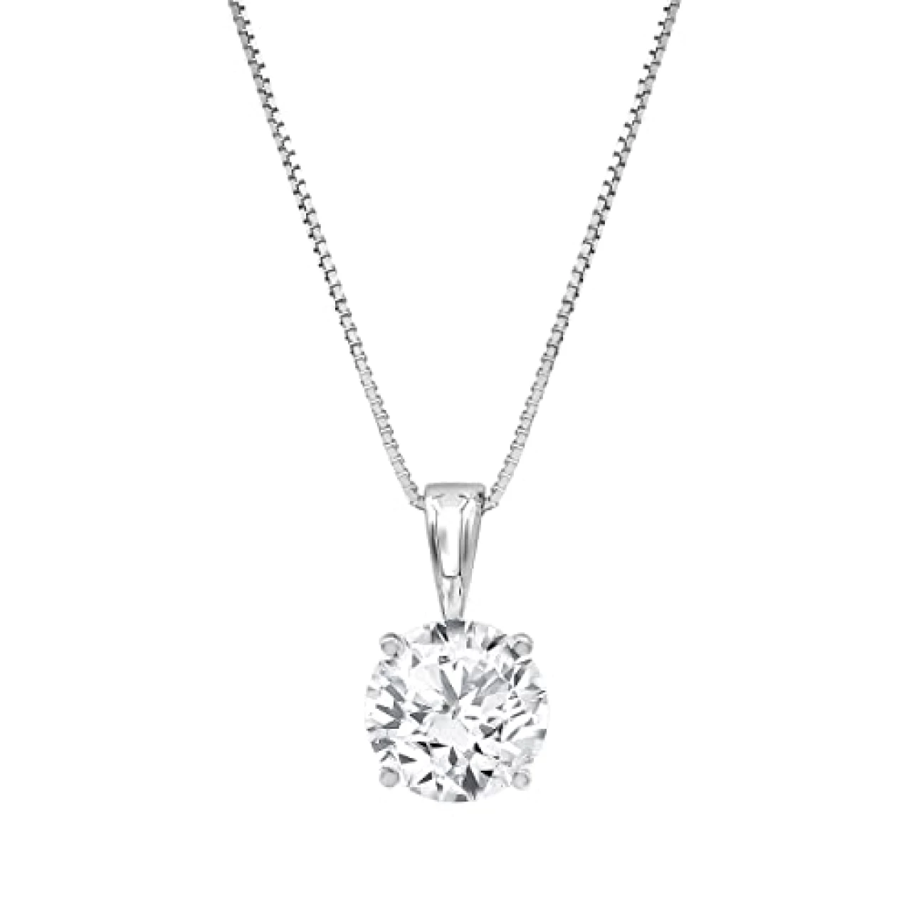 La4ve Diamonds 1.00 Carat Diamond, 14K White Gold 4 Prong Set Round-cut Lab Grown Diamond Solitaire Stud Pendant Necklace (J, VS-SI) Jewelry for Women| Gift Box Included