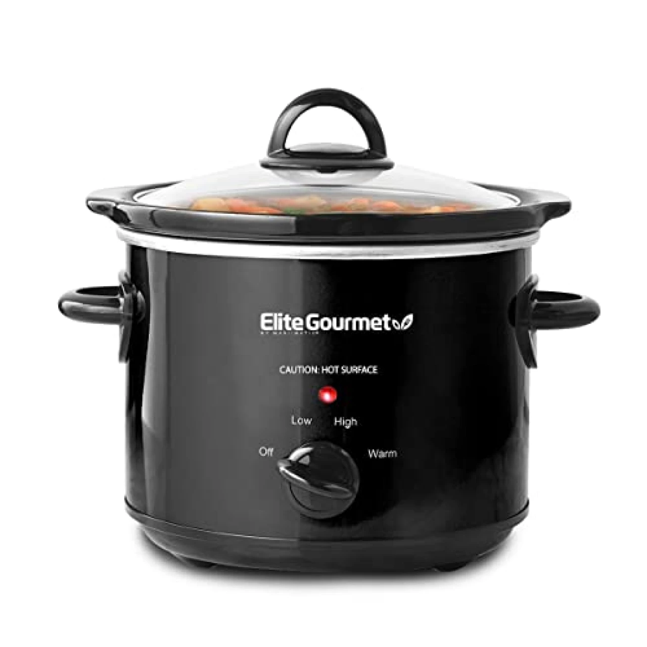 Elite Gourmet MST-350B Electric Oval Slow Cooker, Adjustable Temp, Entrees, Sauces, Stews &amp; Dips, Dishwasher Safe Glass Lid &amp; Crock (3 Quart, Black)