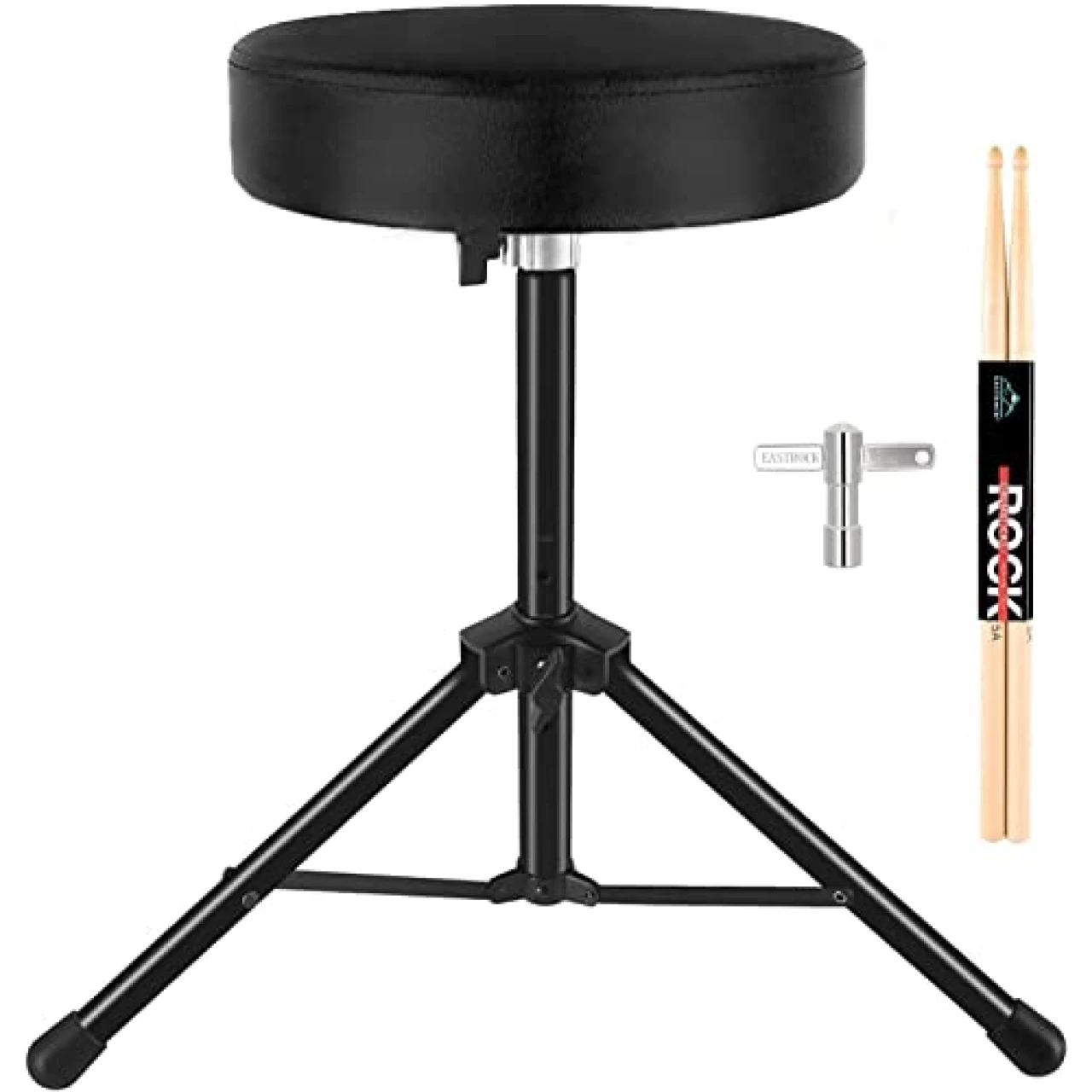 EASTROCK Drum Throne,Padded Drum Seat Drumming Stools with Anti-Slip Feet (Black)
