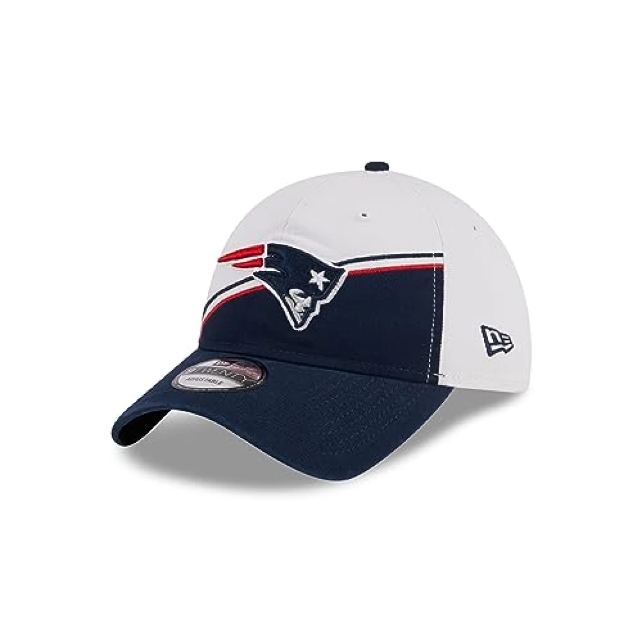 New Era Men&rsquo;s White/Navy New England Patriots 2023 Sideline 9TWENTY Adjustable Hat