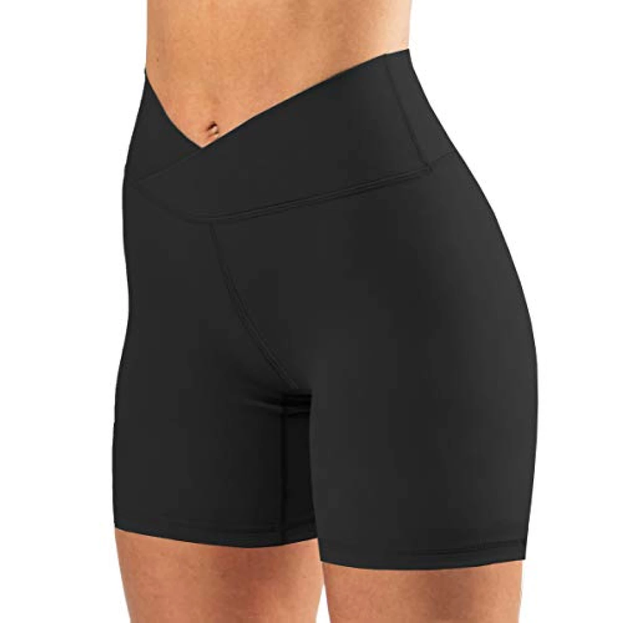 Puedizux Women&rsquo;s High Waisted Biker Shorts Cross Waist Workout Yoga Shorts