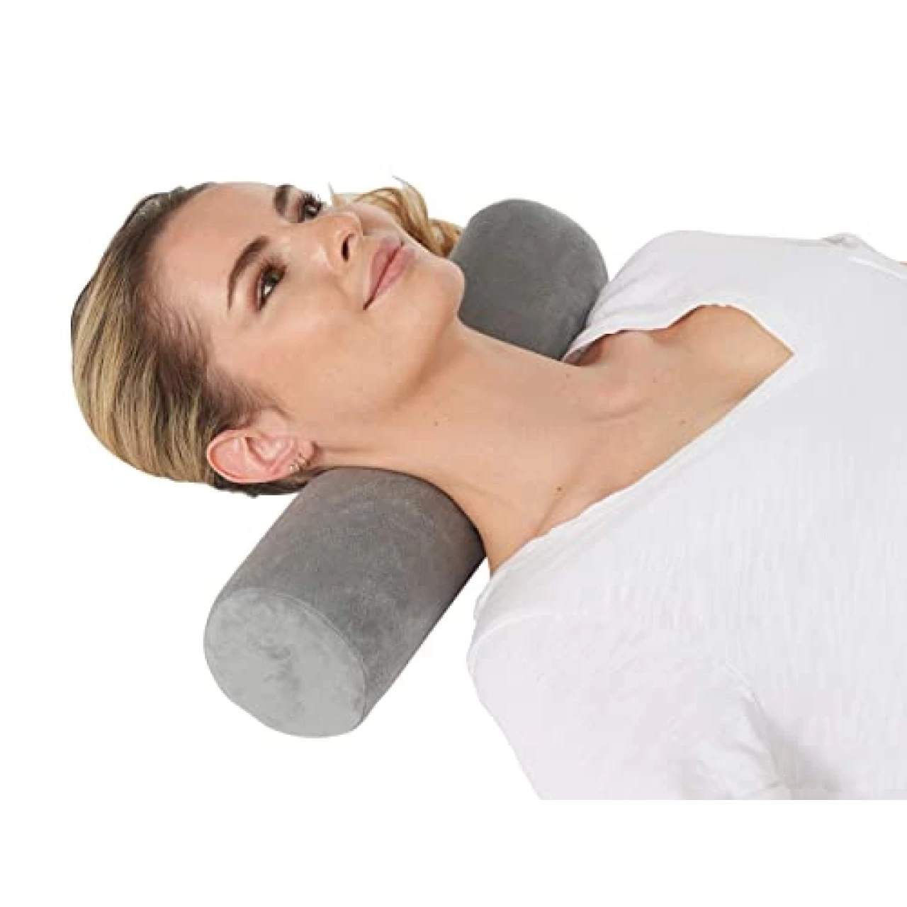 AllSett Health Cervical Neck Roll Memory Foam Pillow, Bolster Pillow, Round Neck Pillows Support