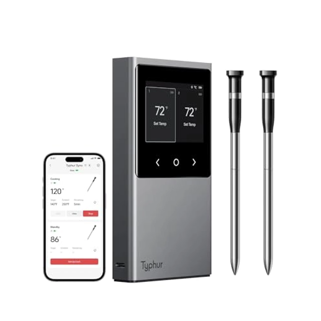 Typhur Sync Wireless Meat Thermometer for Grill, Smart Bluetooth Food Thermometer with 2 Meat Probe&hellip;