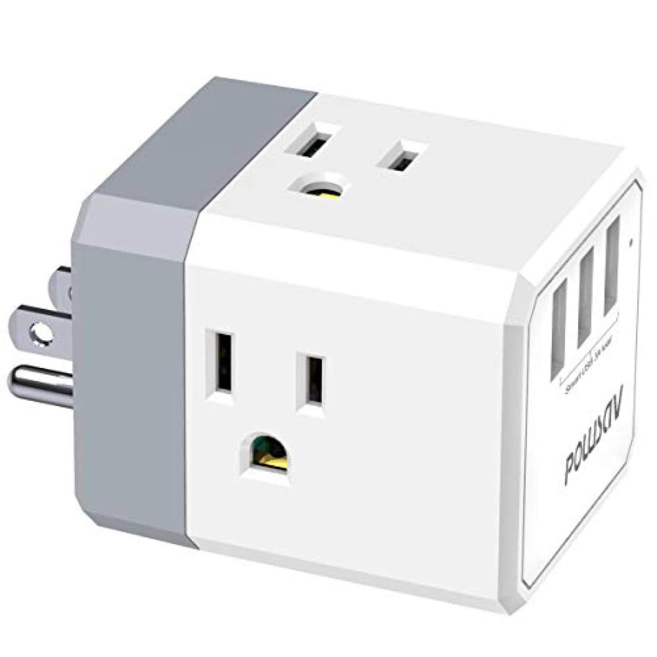 Multi Plug Outlet, Outlet expanders, POWSAV USB Wall Charger with 3 USB Ports(Smart 3.0A Total) and 3-Outlet Extender with 3 Way Splitter, No Surge Protector for Cruise Ship, Home, Office, ETL Listed