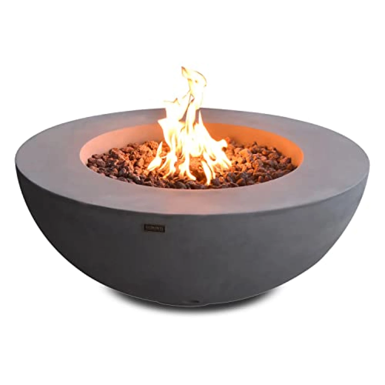 Elementi Outdoor Fire Table Propane Fire Pit Garden Fireplaces 45,000BTU Firepit Patio Round Fire Bowl with 13.2lbs Lava Rocks,ELEMENTI Lunar Bowl Series, Garden Coffee Table,Grey