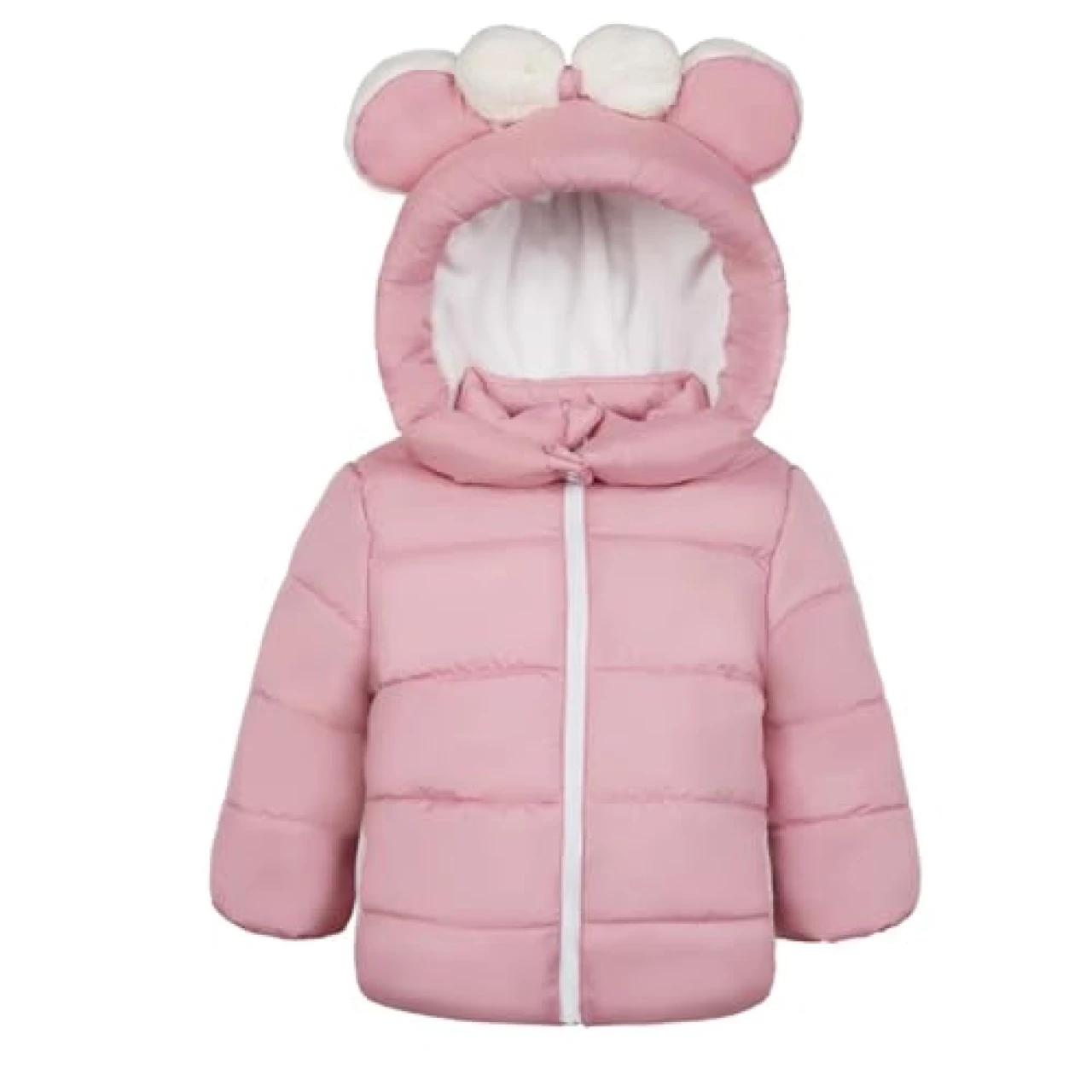 Sosomi Baby Girls Boys Winter Fleece Lined Jackets Pink Lightweight Outwear Toddler Puffer Jacket Kawaii Bunny Hooded 12-18M