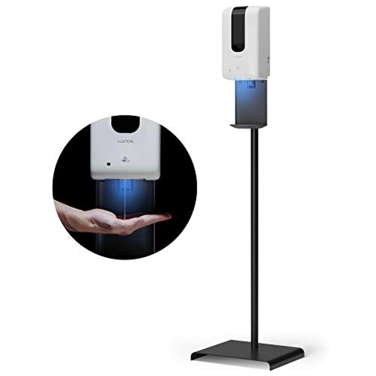 Luxton Automatic Hand Sanitizer Dispenser with Stand and Drip Catcher and Refillable Bottle for Restaurants, Schools, Churches - Sanitizer Stand