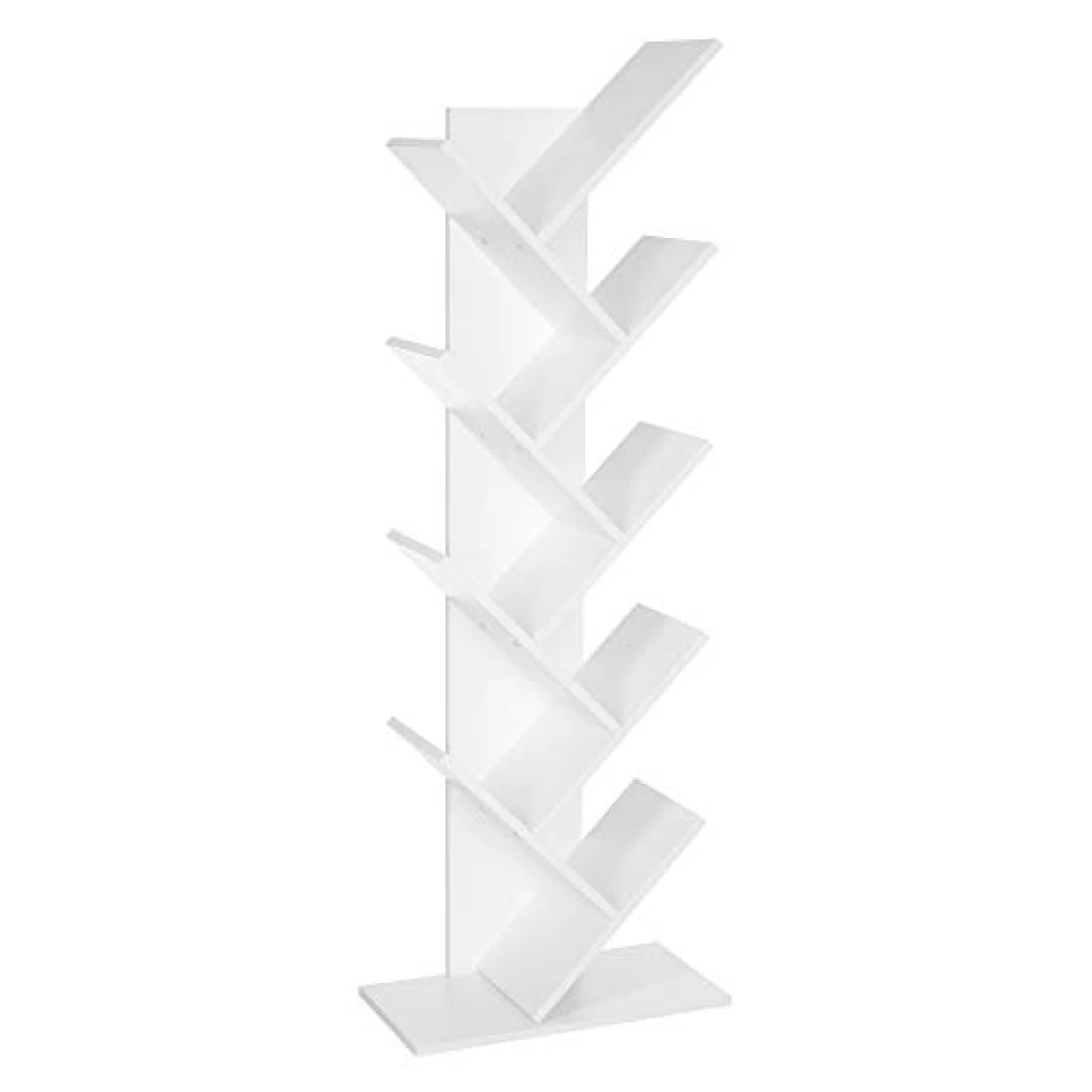 VASAGLE Tree Bookshelf, 8-Tier Small Space-Saving Corner Bookcase, Holds Books, CDs, Games, for Bedroom, Living Room, White ULBC11WTV1