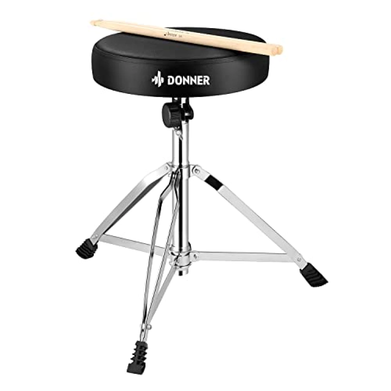 Donner Drum Throne Set, Padded Seat Height Adjustable Drum Stools, 5A Drumsticks Included