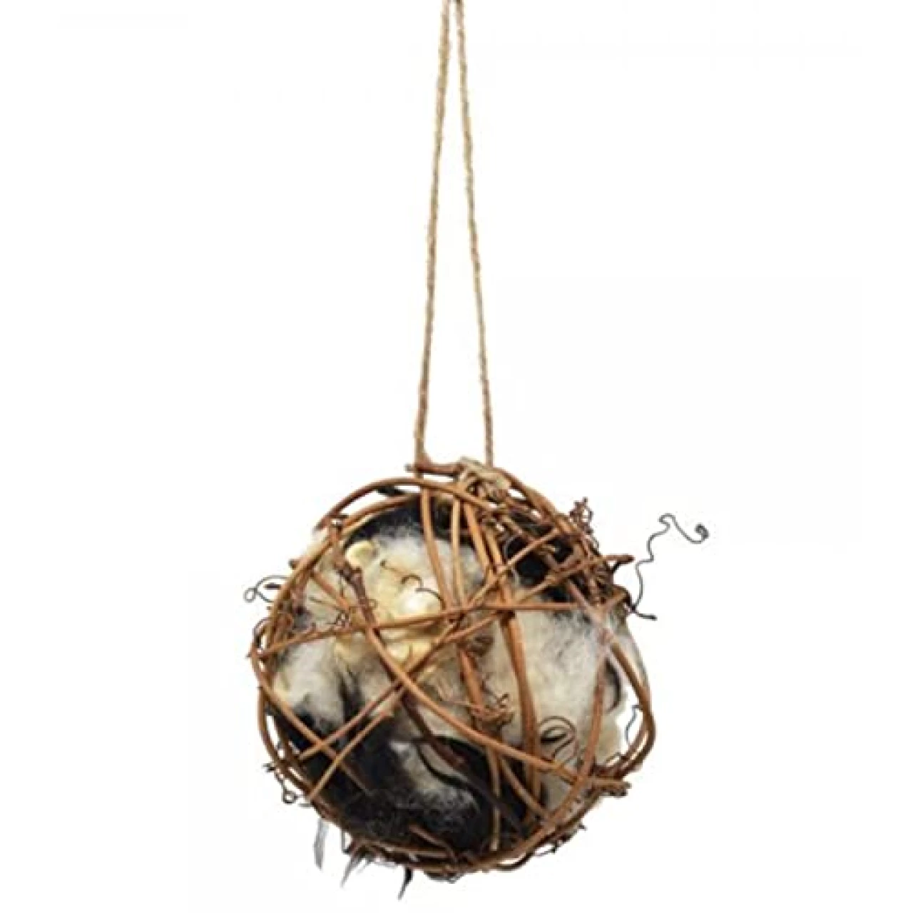 Backyard Essentials Round Vine Nesting Ball with All Natural Alpaca Wool Bird Nesting Material