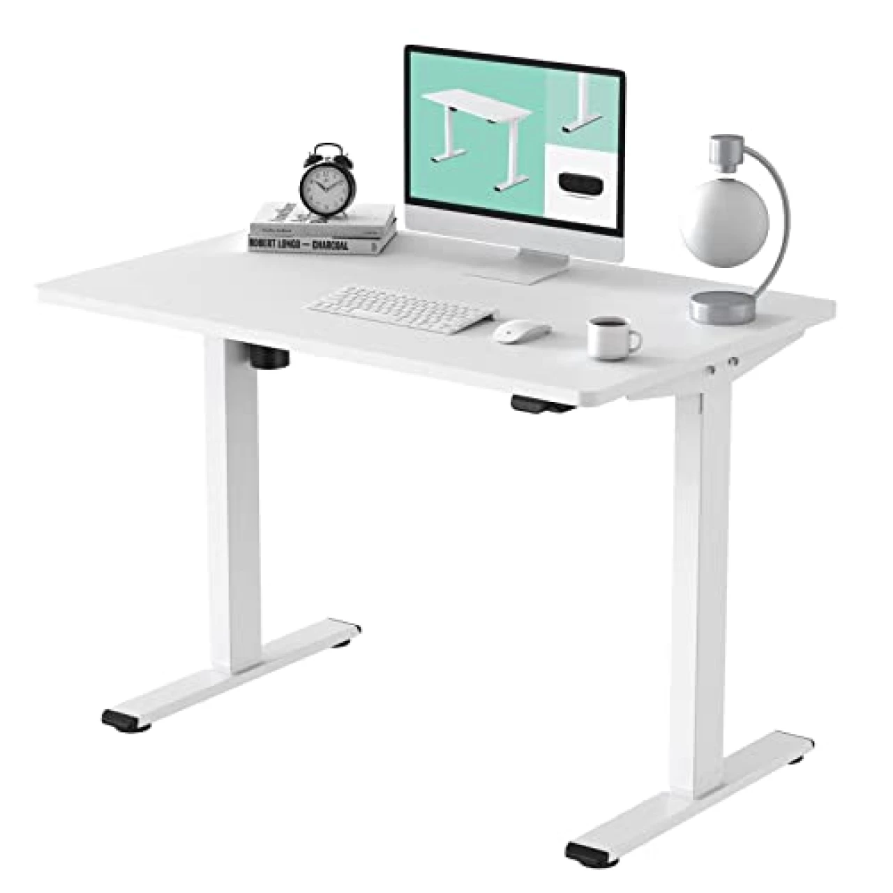 FLEXISPOT Electric Standing Desk (White Frame + White Top)