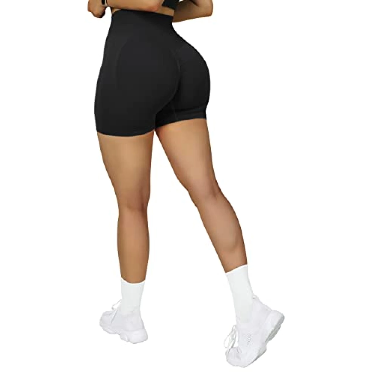 SUUKSESS Women Seamless Booty Shorts Scrunch Butt Lifting High Waisted Workout Shorts (3&quot; Black, M)