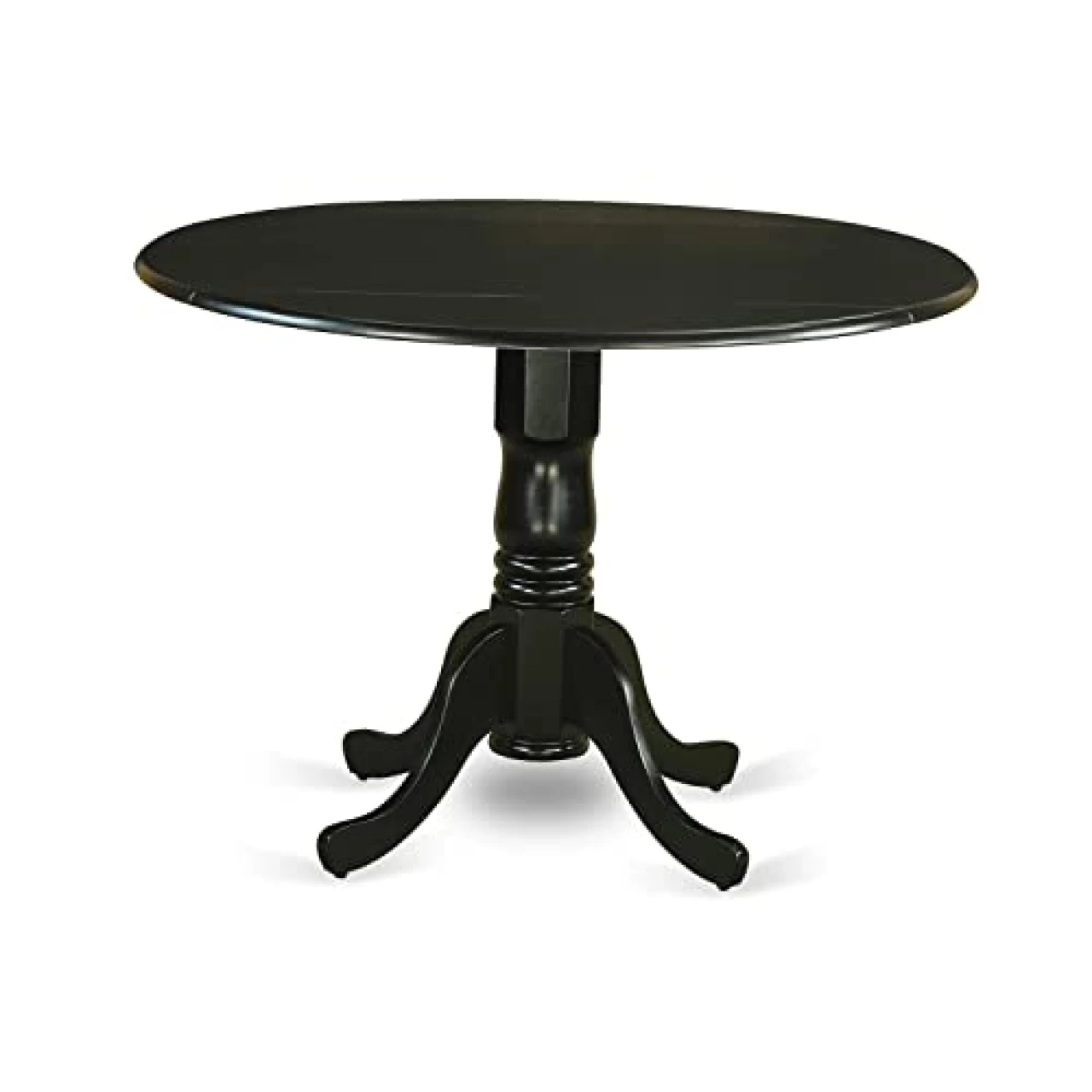 East West Furniture DLT-BLK-TP Dublin Modern Kitchen Table - a Round Dining Table Top with Dropleaf &amp; Pedestal Base, 42x42 Inch, Black