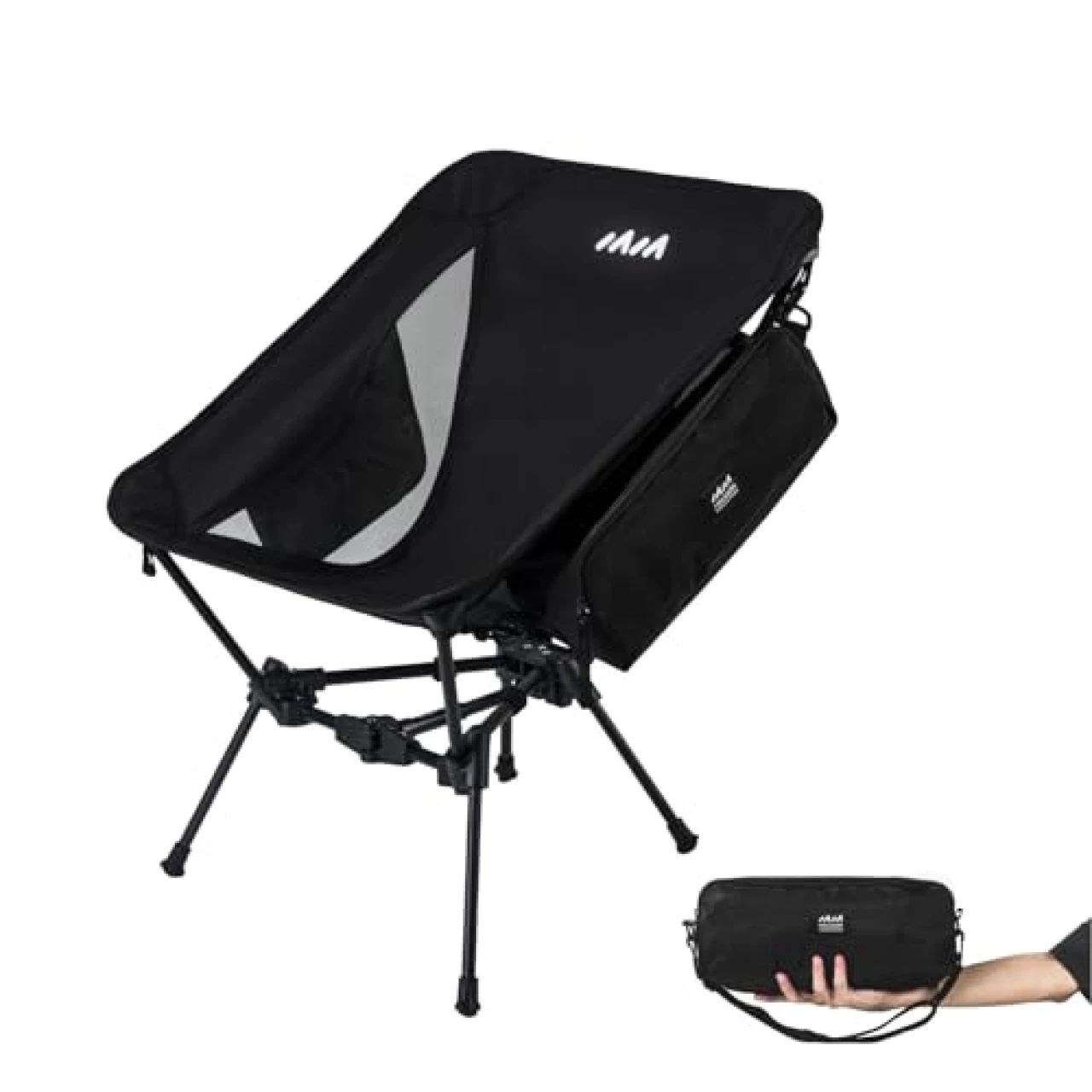 MISSION MOUNTAIN UltraPort Portable Camping Chair, Lightweight Foldable Chair, Ultralight Backpacking Chair for Outdoor Camp, Hiking, Travel, Beach, and Picnic - Compact Design with Carry Bag (Black)