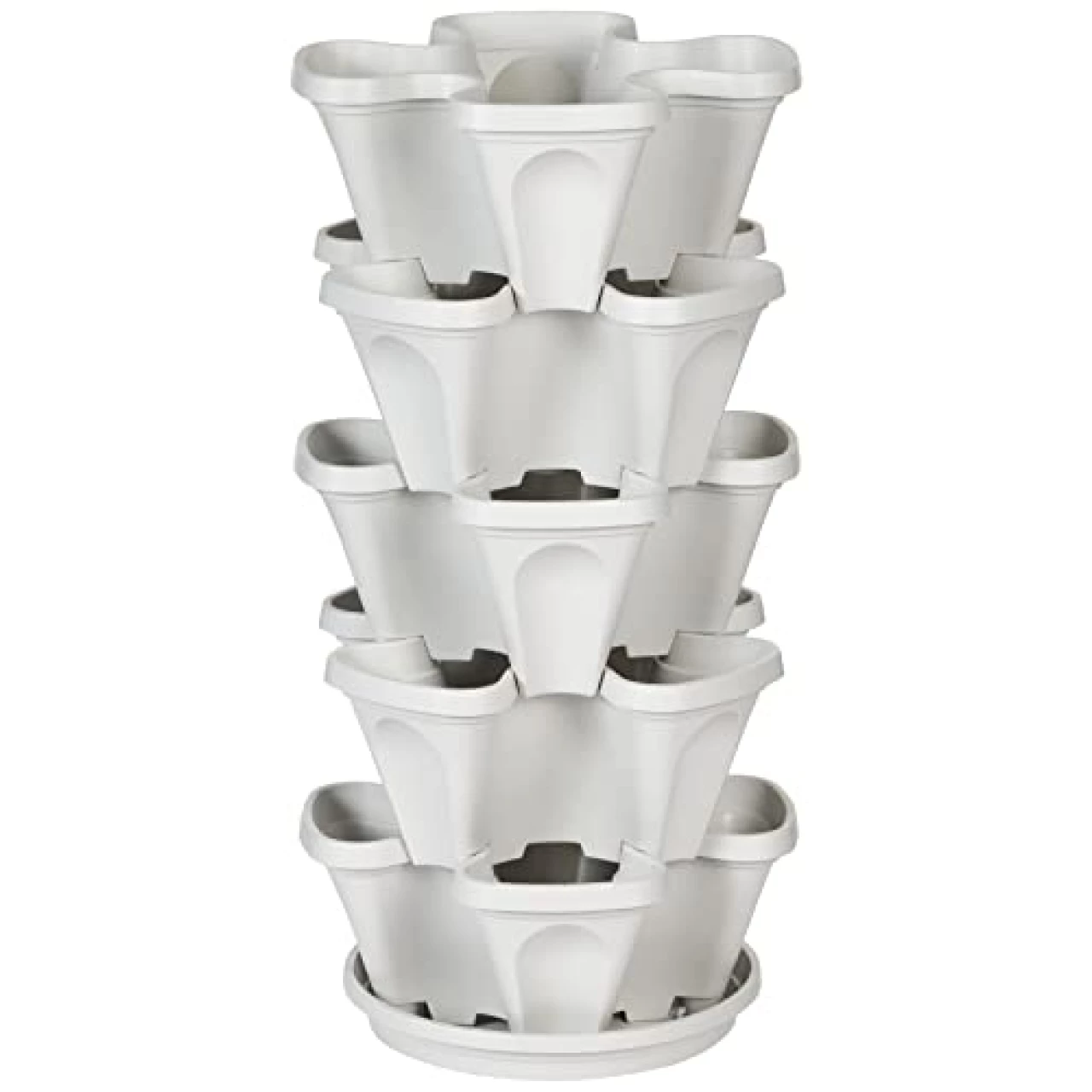 Mr. Stacky 5 Tier Stackable Strawberry, Herb, Flower, and Vegetable Planter - Vertical Garden Indoor/Outdoor