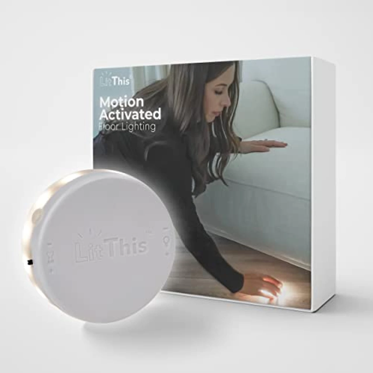 LitThis Under Bed Lights Motion Sensor – No Installation; Slides Under Furniture. 360° Motion Sensing LED Lights for beds and Living Areas. Adjustable Brightness &amp; on-time for Under Bed LED Lights.