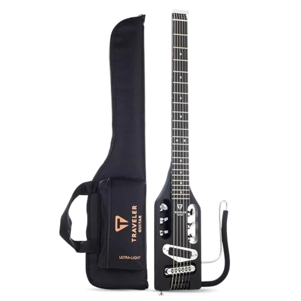 Traveler Guitar Ultra-Light Matte Black Electric Guitar | Small Electric Guitar with Removable Lap Rest