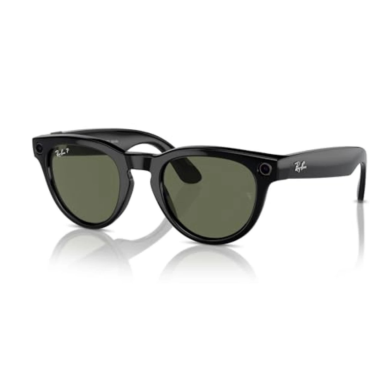 Ray-Ban Meta - Headliner (Standard) Smart Glasses - Shiny Black, Polarized G15 Green
