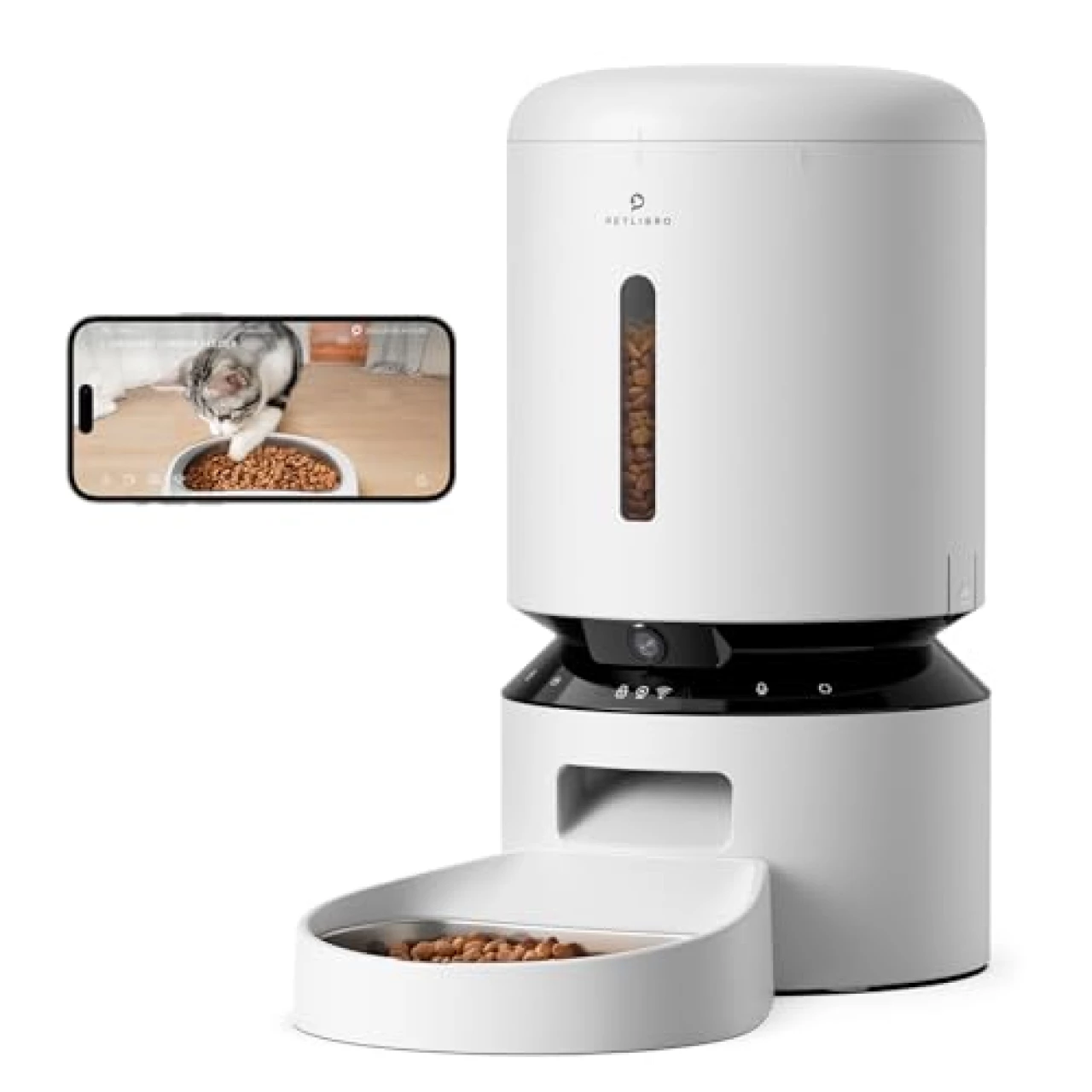 PETLIBRO Automatic Cat Feeder with Camera, 1080P HD Video with Night Vision, 5G WiFi Pet Feeder with 2-Way Audio, Low Food &amp; Blockage Sensor, Motion &amp; Sound Alerts for Cat &amp; Dog Single Tray