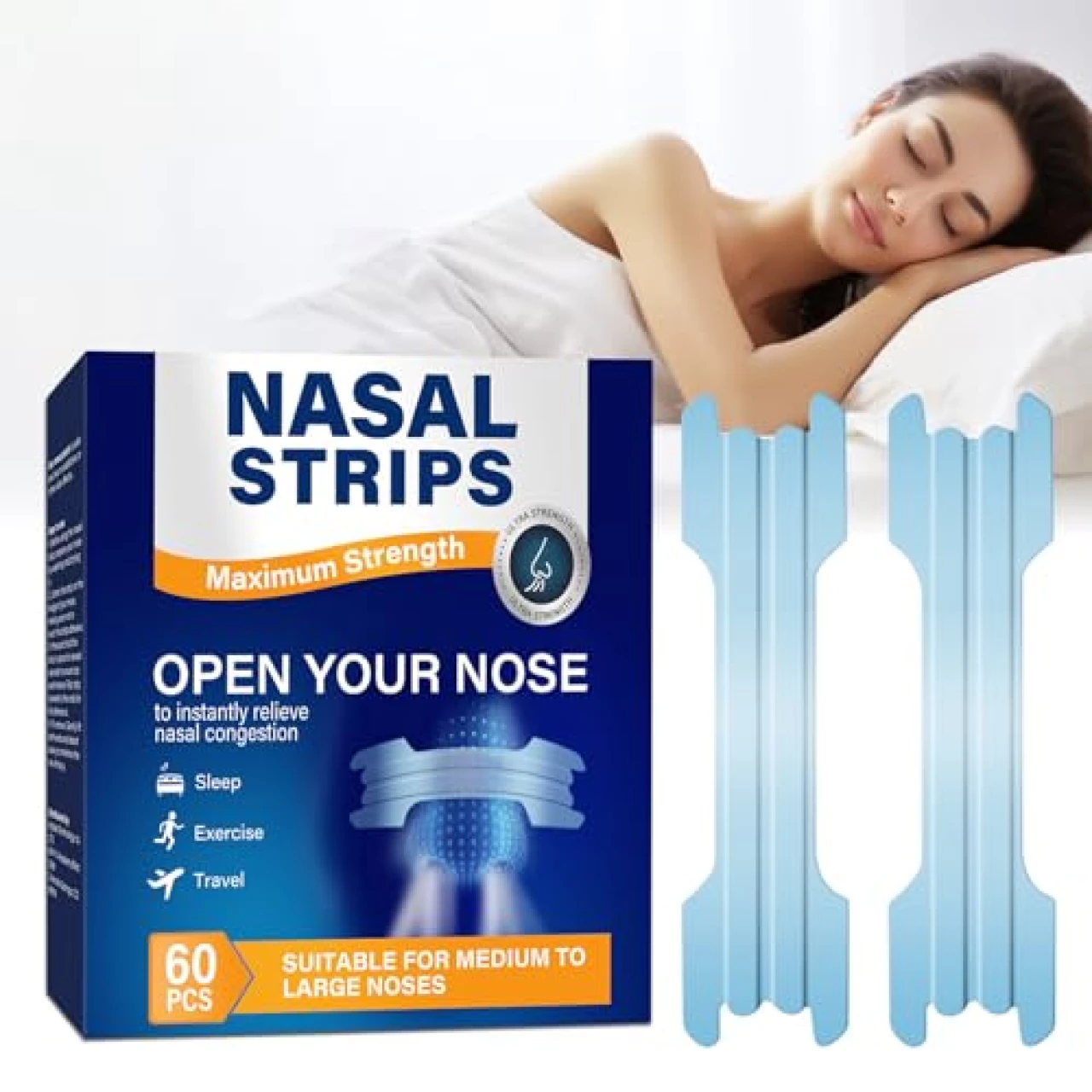 NECALON Nasal Strips, Clear Nose Strips for Snoring, Effective Anti-Snoring Solution