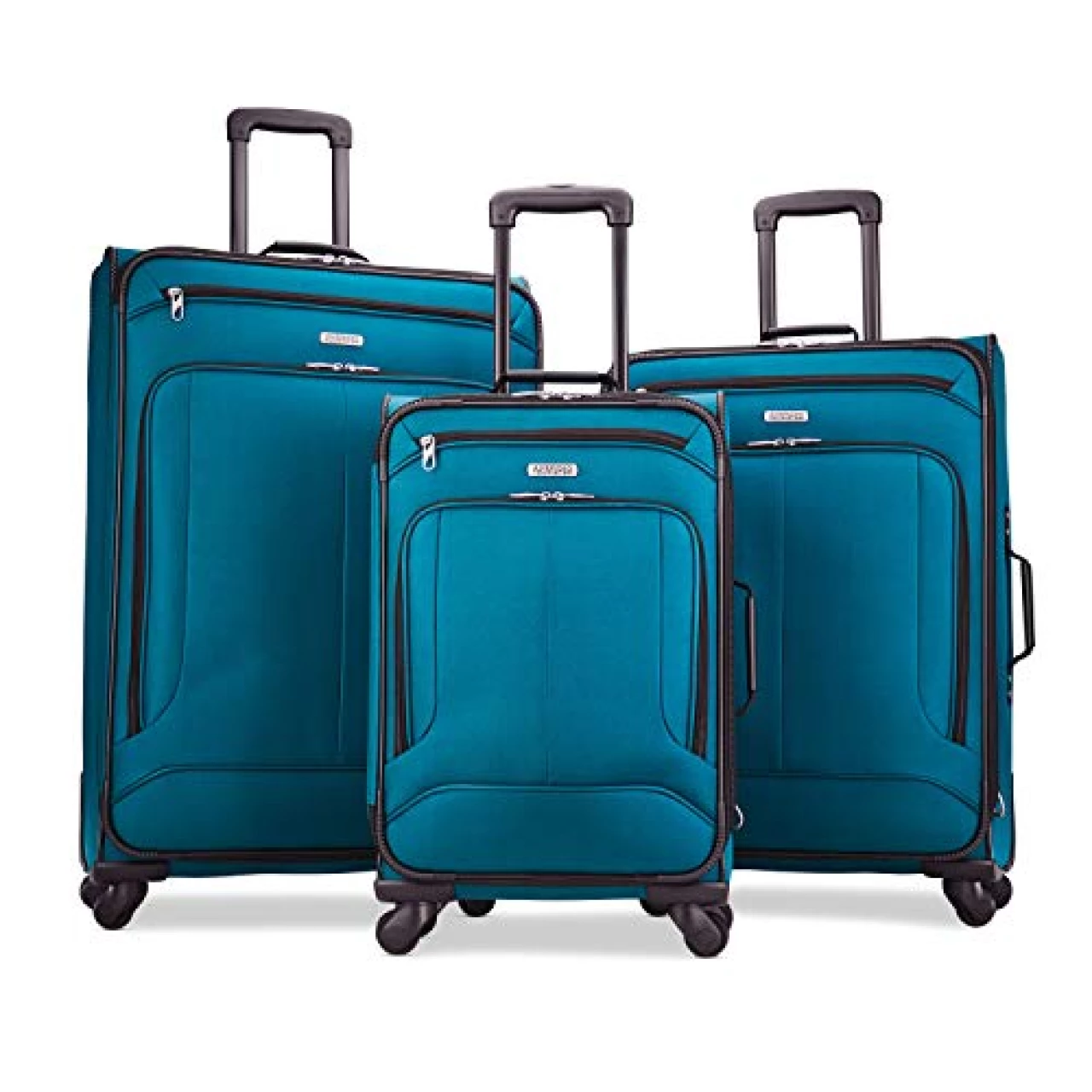American Tourister Pop Max Softside Luggage with Spinner Wheels, Teal, 3-Piece Set