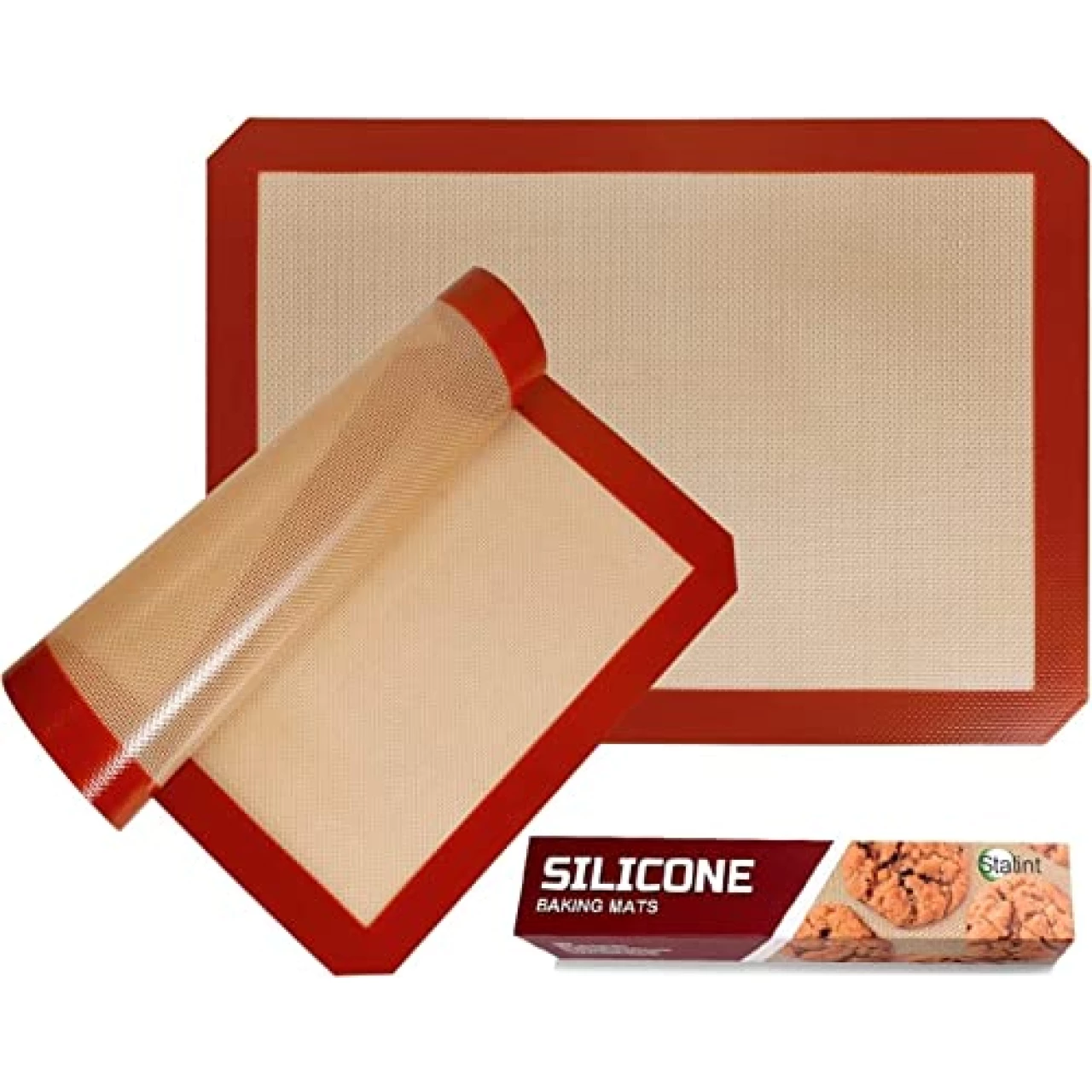 STATINT Non-Stick Silicone Baking Mat, Premium Food Safe - Pack of 2, for Cookie Oven Reusable Mat