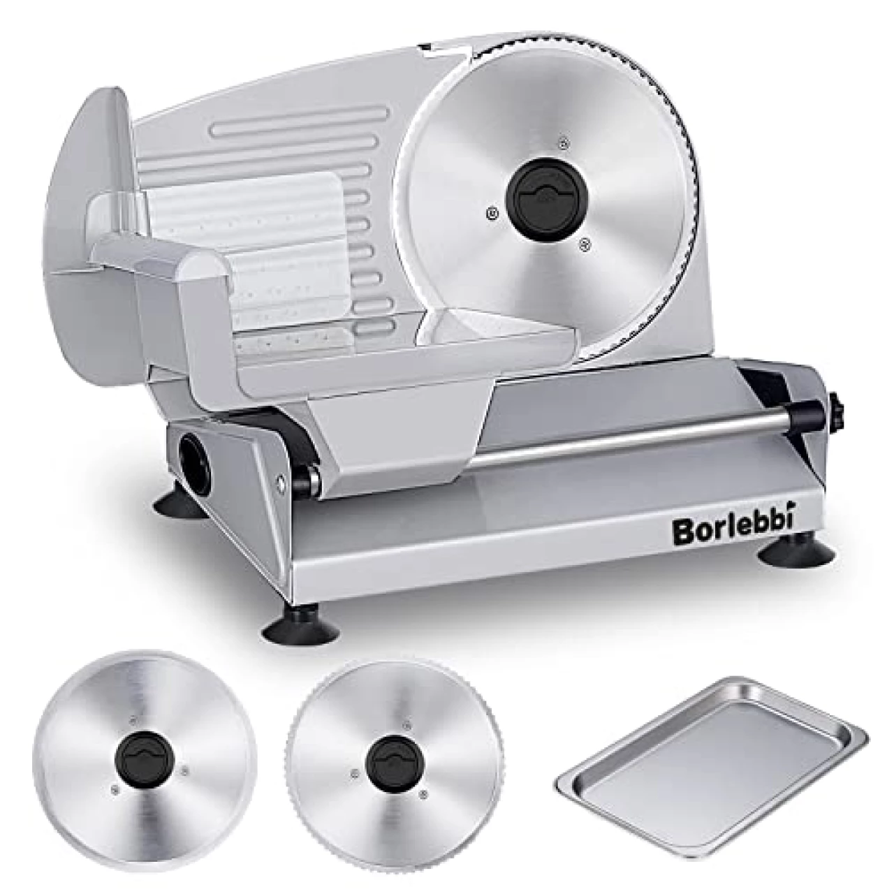 Meat Slicer, 200W Electric Food Slicer with 2 Removable 7.5&quot; Stainless Steel Blades &amp; One Stainless Steel Tray, Child Lock Protection, Adjustable Thickness, Food Slicer Machine for Meat Cheese Bread