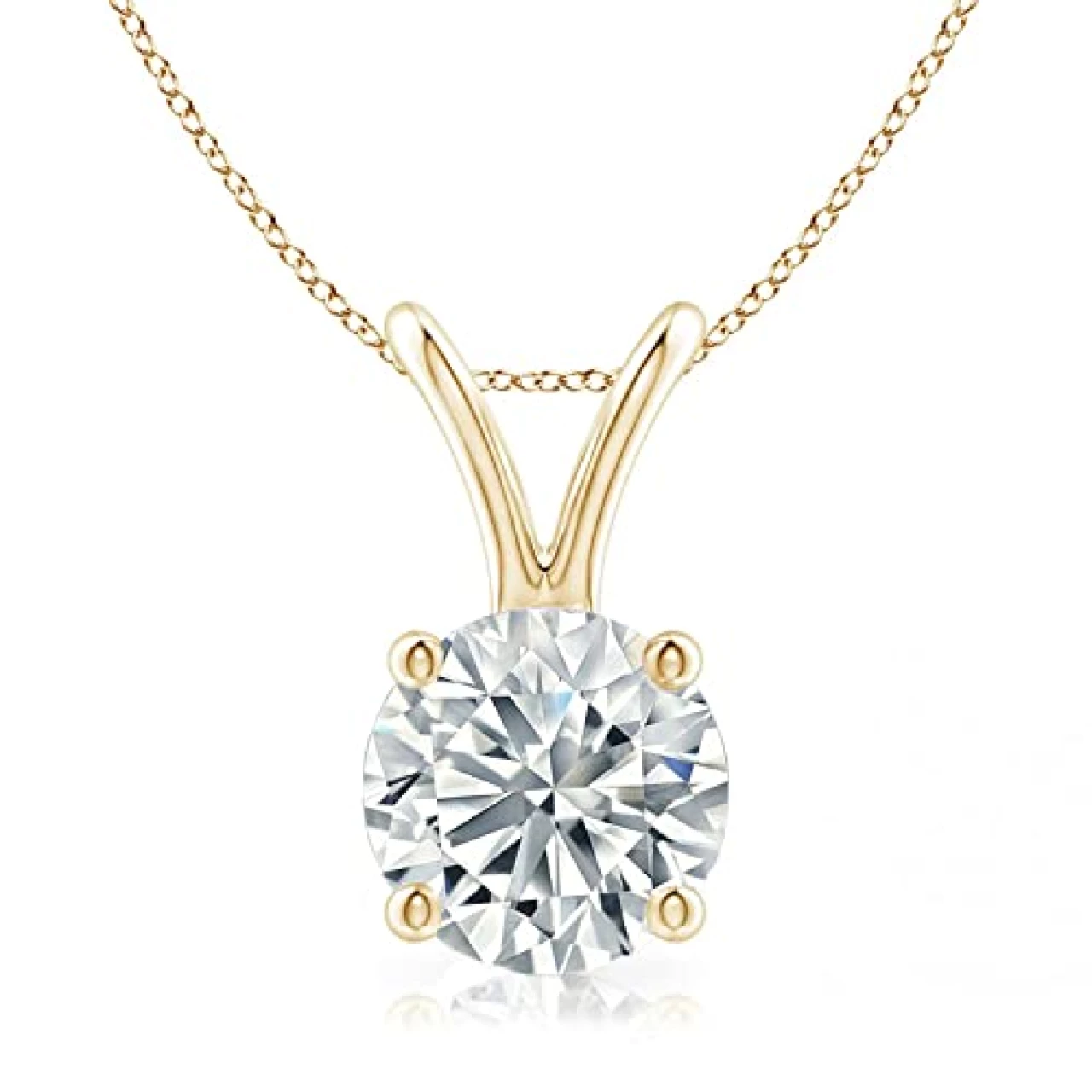 The Diamond Deal 1.00ct (1.00Cttw) Carat Round Brilliant Solitaire Lab-Grown Diamond Solitaire Pendant Necklace For Women Girls infants in 14k Yellow Gold With 18&quot; Gold Chain