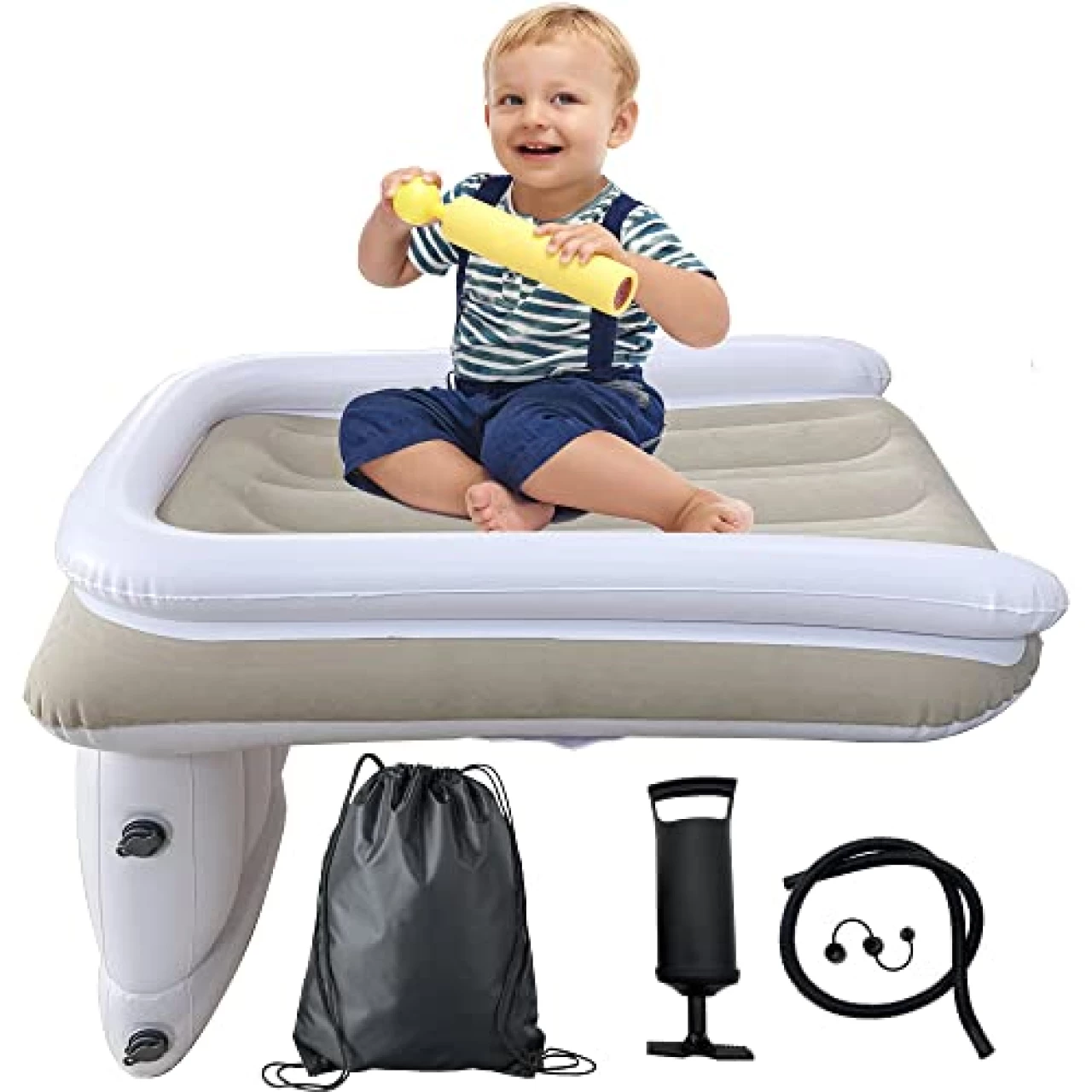 Inflatable Toddler Travel Bed, Baby Airplane Seat Extender, Inflatable Airplane Bed for Kids Included Inflatable Travel Bed, Manual Pump, Travel Bag