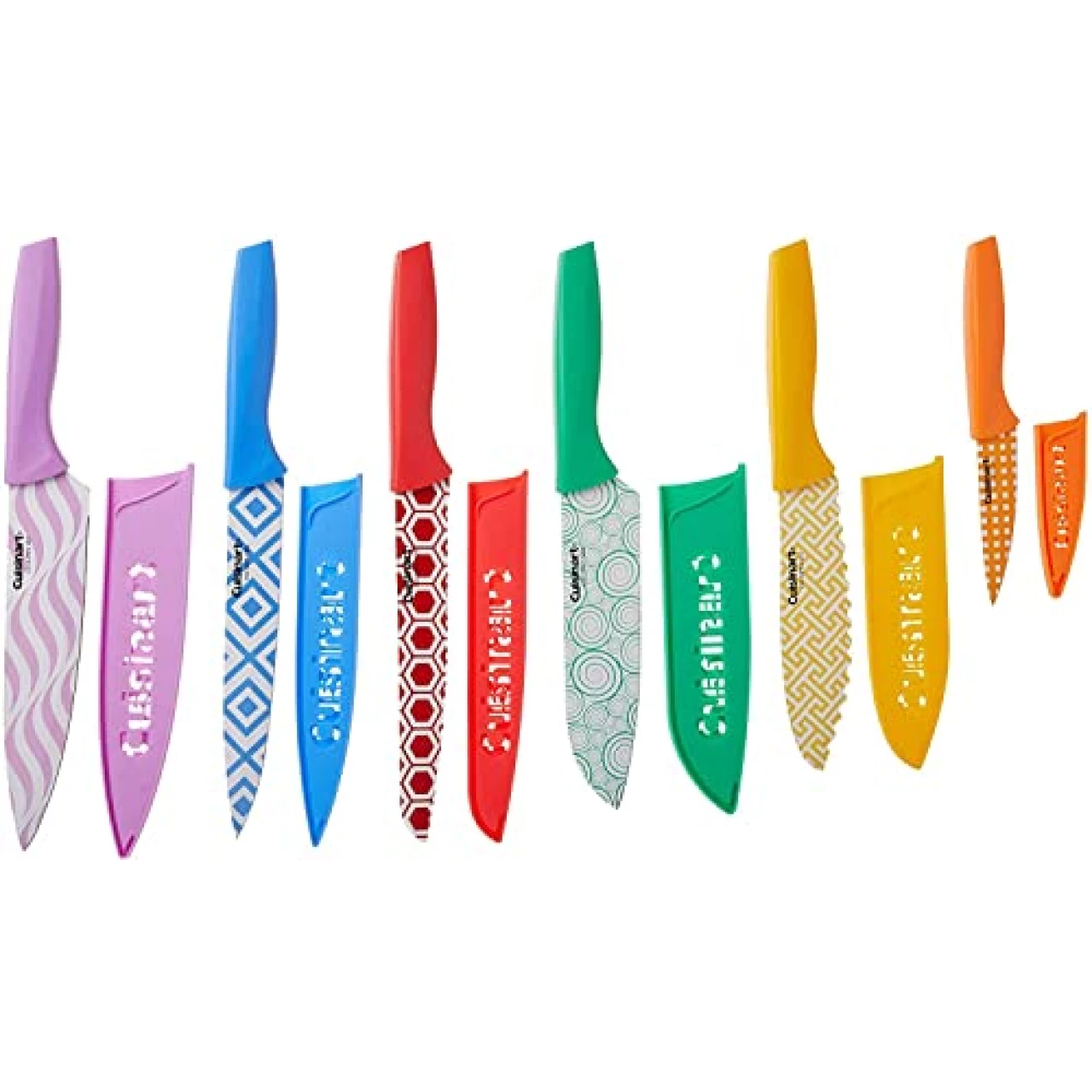 Cuisinart C55-12PR2 Advantage Color Collection 12-Piece Printed Color Cutlery Set, Multicolor