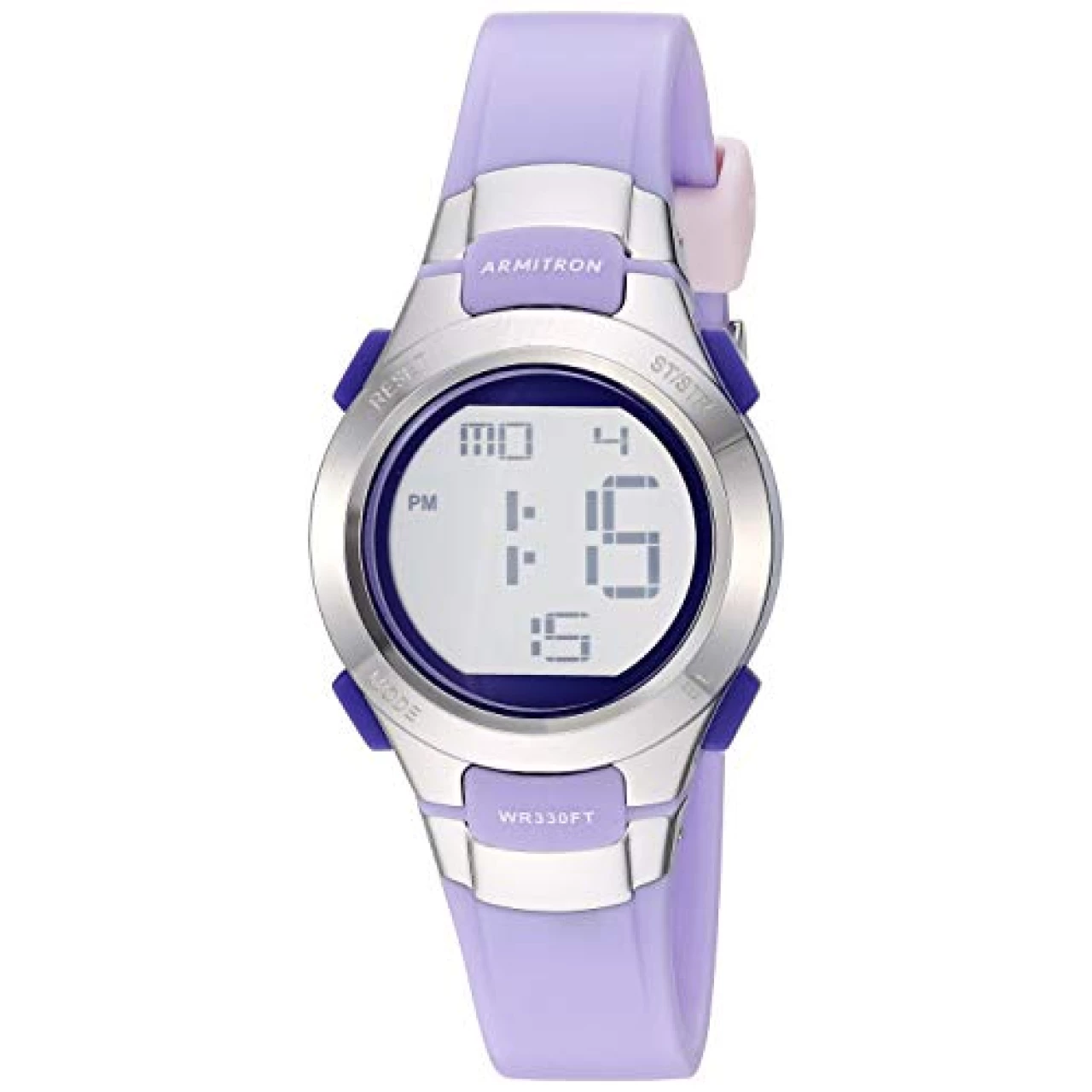 Armitron Sport Women&rsquo;s Silver-Tone Accented Digital Chronograph Matte Lavender Resin Strap Watch, 45/7012LAV