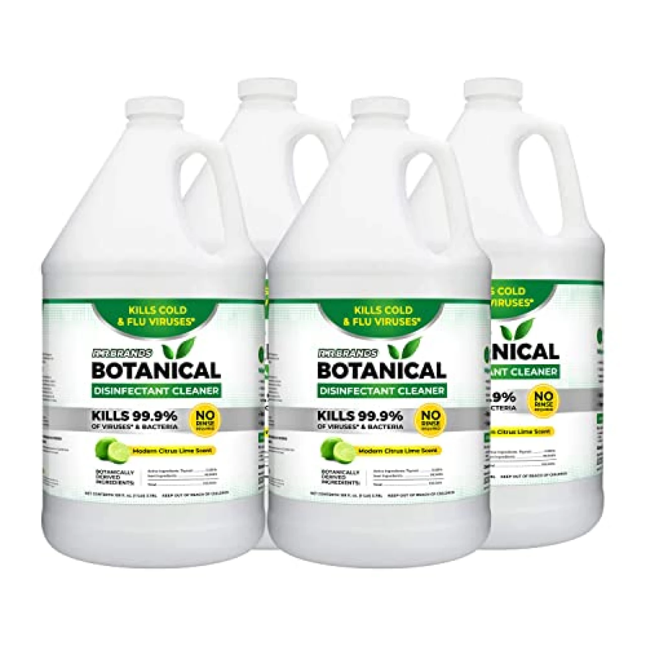 RMR Brands Botanical Disinfectant Cleaner - Spray, Modern Citrus Lime Scent, All Natural, Botanically Derived Ingredients, EPA Certified, Gallon, 4 Pack