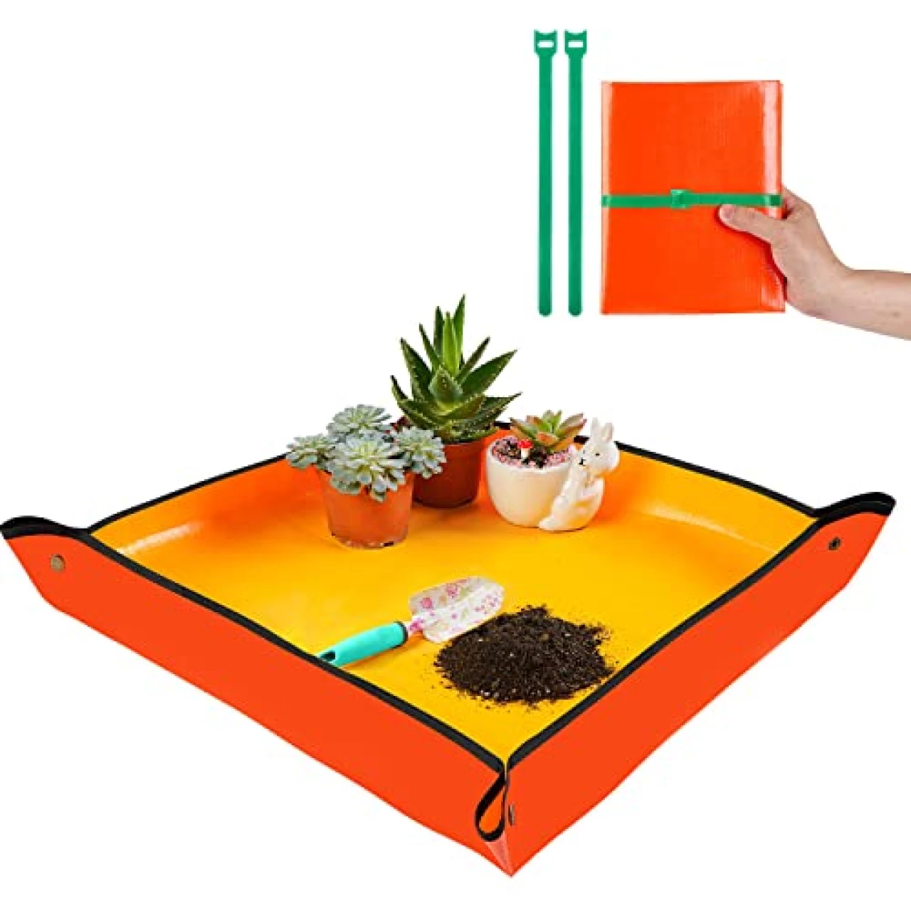 Repotting Mat for Indoor Plant Transplanting &amp; Potting Soil Mess Control, 26.8&quot; X 26.8&quot; Portable Potting Tray Succulent Plant Mat Indoor Gardening tools Gardener Gifts Plant Gift for Plant Lovers