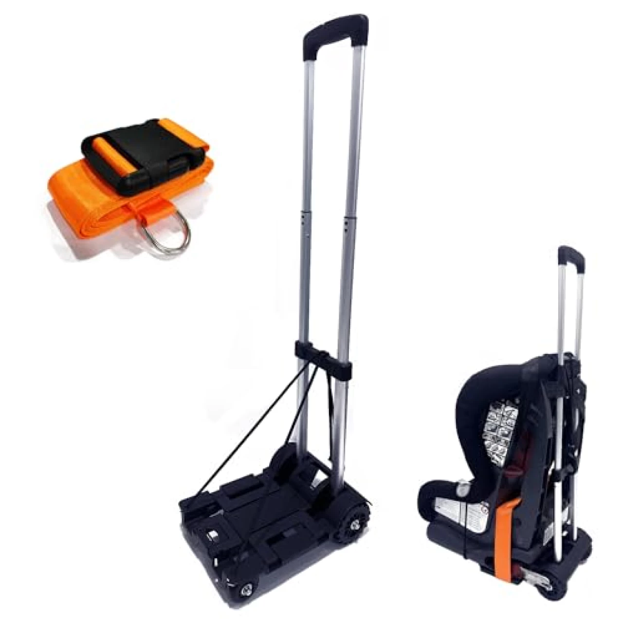 Airport Car Seat Stroller Travel Cart - Carseat Roller for Traveling. Extendable Base Plate, Foldable, Storable, and Stowable Under Your Airplane Seat or Over Head Compartment. (4 Wheel)