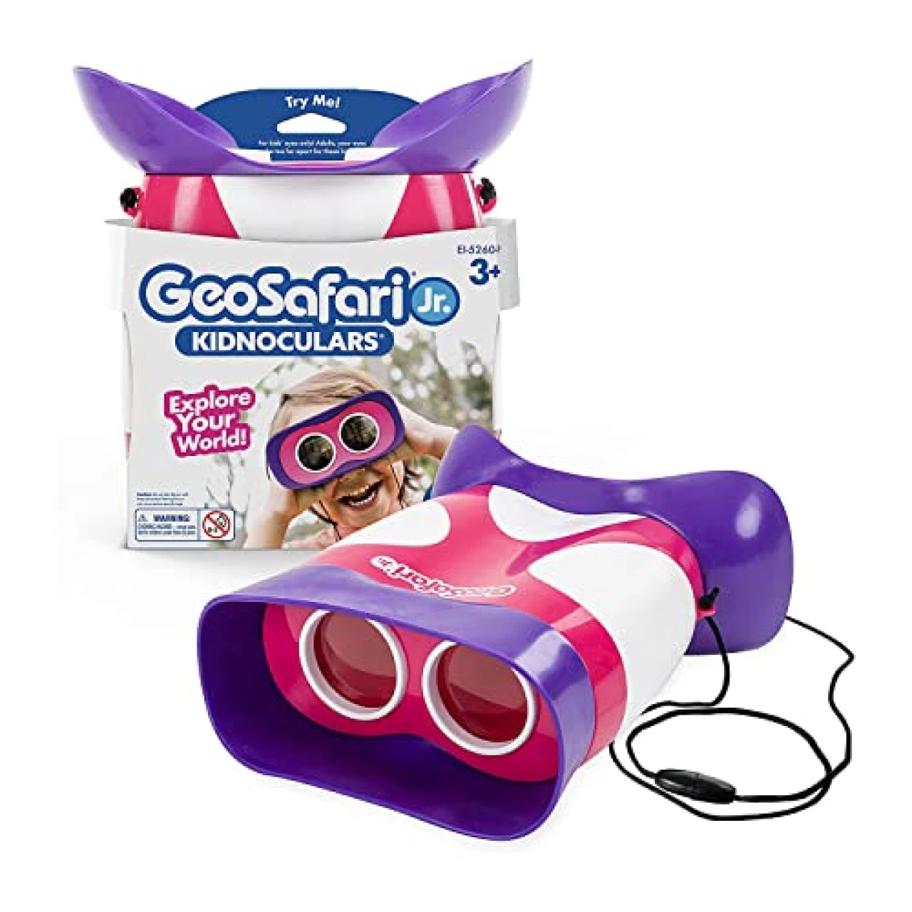 Educational Insights GeoSafari Jr. Kidnoculars Pink Binoculars For Toddlers &amp; Kids, Gift for Toddlers Ages 3+