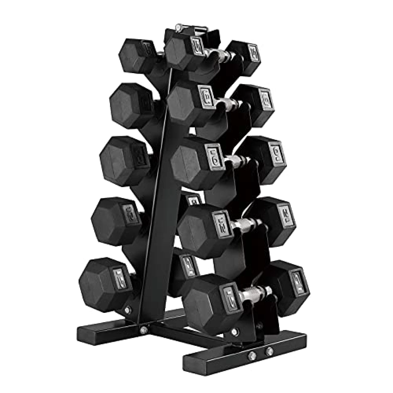 papababe 100LB Dumbbell Set with A-Frame Rack Rubber Encased Hex Free Weights Dumbbells Set for Home