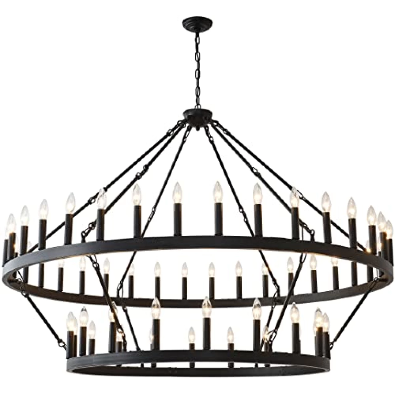 JKLX 60 Inch Large Black Wagon Wheel Chandelier