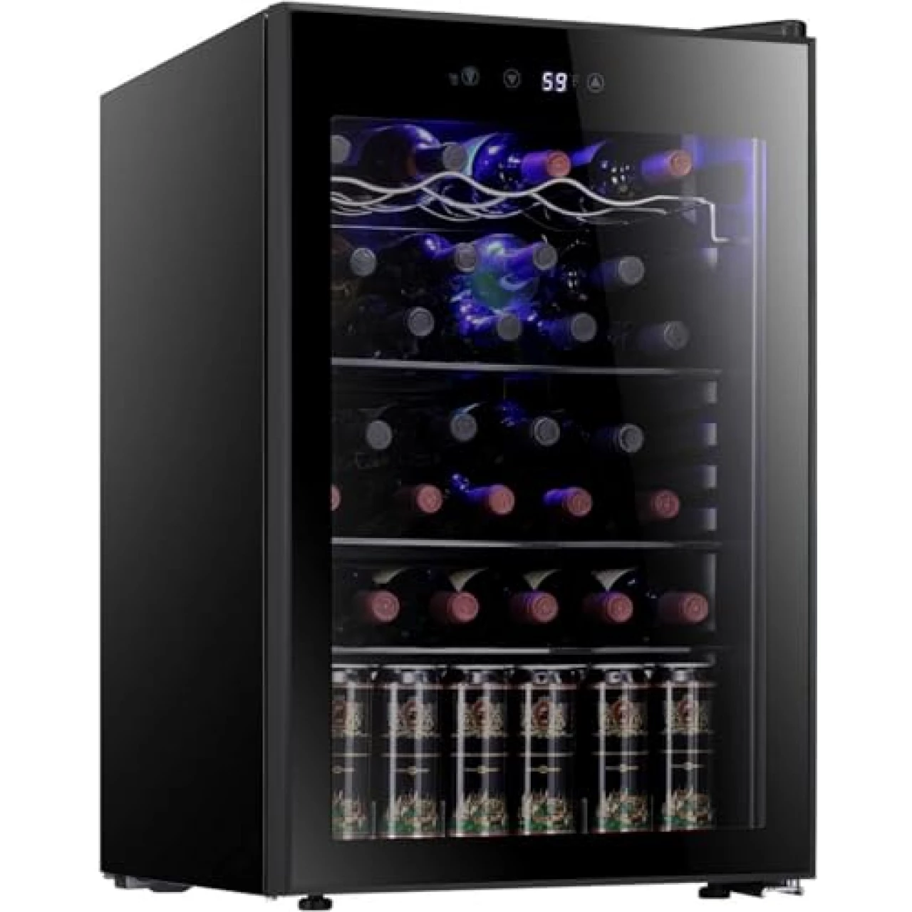 Antarctic Star 36 Bottle Wine Cooler/Cabinet BeverageRefrigerator Small Mini Wine Cellar Beer Soda Bar Fridge Quiet Operation Compressor Adjust Temperature Freestanding Black, 4.4 Cu. ft