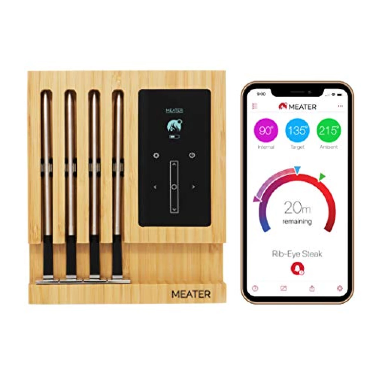 MEATER Block: 4-Probe Premium WiFi Smart Meat Thermometer | for BBQ, Oven, Grill, Kitchen, Smoker, Rotisserie | iOS &amp; Android App | Apple Watch, Alexa Compatible | Dishwasher Safe