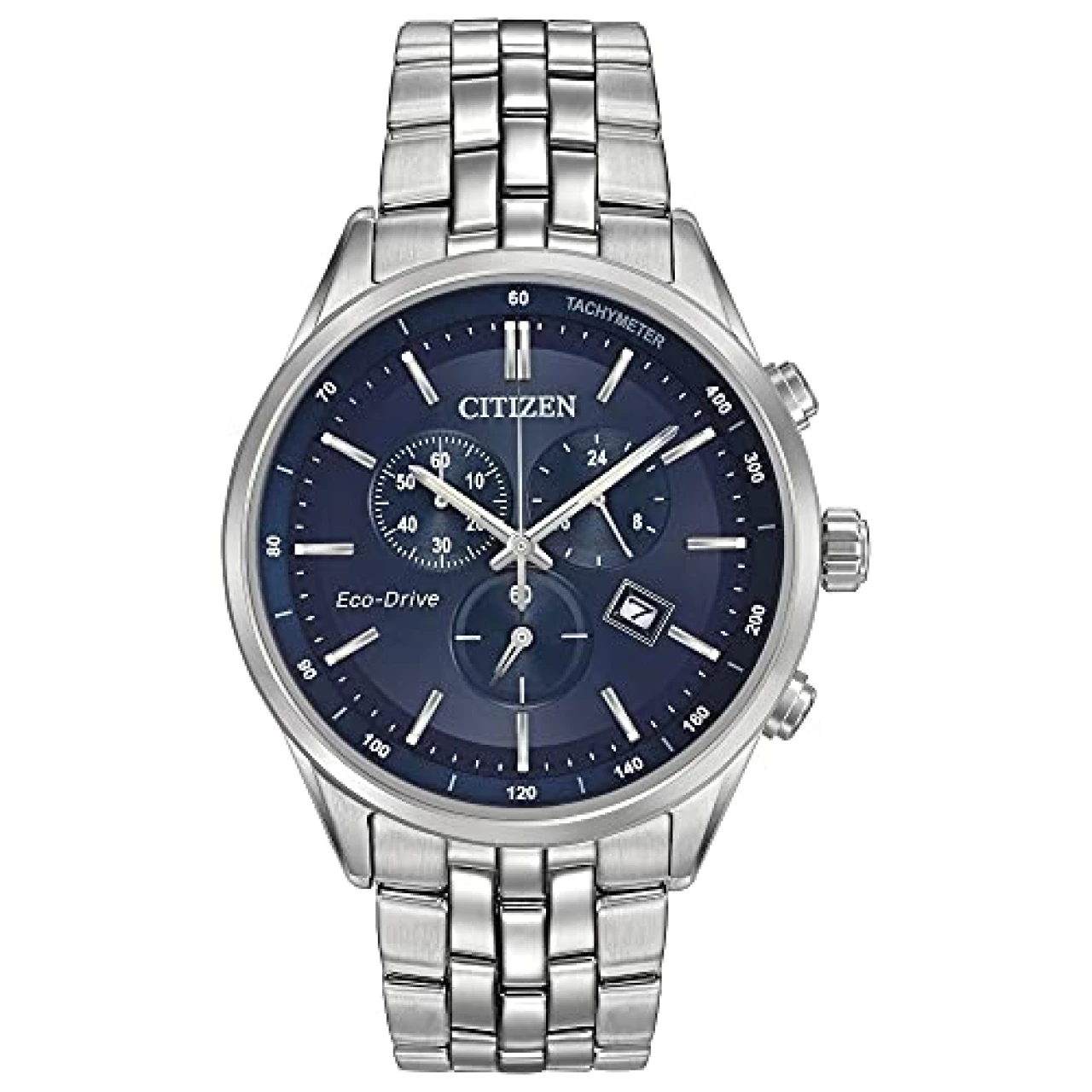Citizen Men&rsquo;s Classic Corso Eco-Drive Watch, Chronograph, 12/24 Hour Time, Date, Sapphire Crystal, Stainless/ Blue Dial
