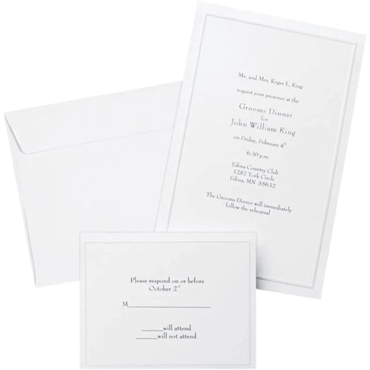 Gartner Studios Border Wedding Invitation Kit, Pearl White, 50-Count (61001)