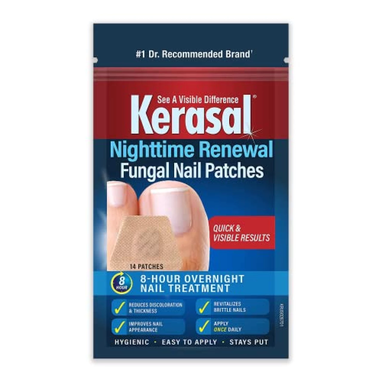 Kerasal Nighttime Renewal Fungal Nail Patches - 14 Patch - Overnight Nail Repair for Nail Fungus Damage